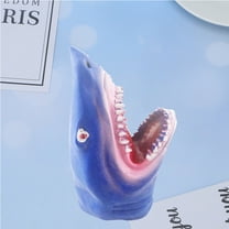 FONDOTIN Blue Plastic Shark Hand Puppet Toy 1Pcs For Kids With Story Telling And Role Play 13.5*7*7In