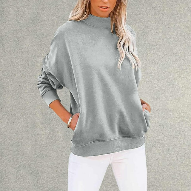 2023 Chandail en Molleton de Mode pour Femmes 50 % de Rabais Liquidation Mode Décontractée Couleur Unie avec Poche