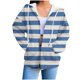 thumbnail image 2 of ICHUANYI Clearance Women's Casual Printed Zippered Long Sleeved Hooded Sweater Jacket Top(Blue, M) ICHUANYI WER2023081511612, 2 of 6