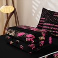 thumbnail image 5 of Erosebridal Pink Camouflage Zipper Twin Comforter Sets with Fitted Sheet and 2 Pillowcases for Girls, Stripes Stars Flag Print Zipper Bedding Set, Black Reversible, 4-Piece, 5 of 7