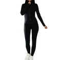 thumbnail image 1 of Gibobby Conjuntos de chándal Conjunto de Yoga para mujer Otoño Invierno Color sólido cremallera soporte cuello chaqueta deportiva Fitness Yoga traje pantalones largos conjunto(Negro, M), 1 of 5