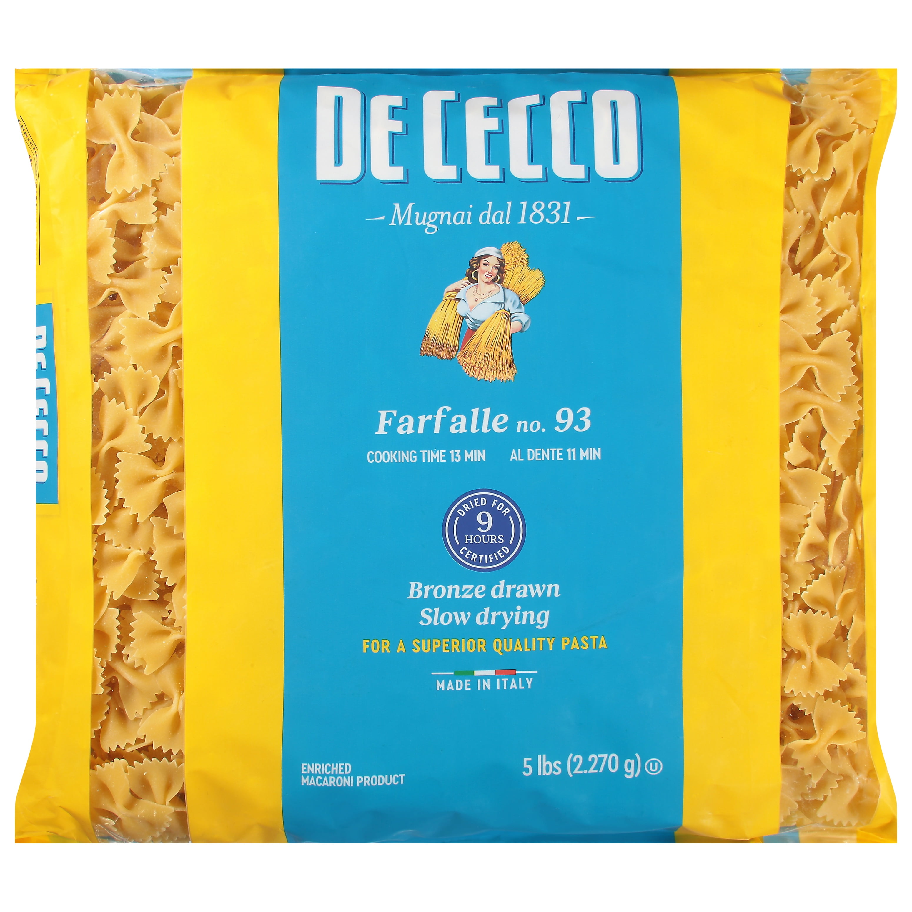DeLallo Whole Wheat Farfalle Bowtie Pasta, 1 Pound Bag, 7...