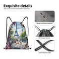 thumbnail image 4 of Fotbe Parisian Cafe With Eiffel Bolsa Mochila con Cordón Estampada, Bolsa de Gimnasio Deportiva, Bolsa Cinch, Bolsa con Cordón para Hombres y Mujeres-Small, 4 of 6