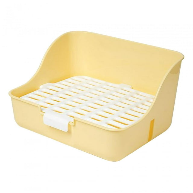 QualitChoice Rabbit Litter Box Detachable Toilet Pan Pet Small for Supplies Animals Bunny Yellow