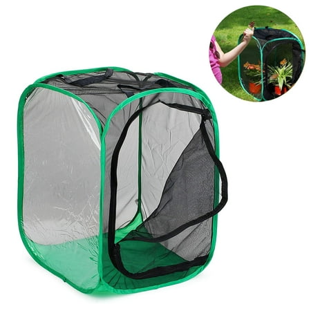 

Butterfly Habitat Outdoor Collapsible Insect Mesh Cage Terrarium Pop-up with Zipper Protection Black mesh