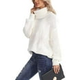 thumbnail image 4 of Baqcunre Womens Sweaters Women's Casual Loose Turtleneck Knitted Sweater Pullover Long Sleeve 2023 Autumn/Winter Sweater Top Hoodies For Women Womens Fall Tops White L, 4 of 7
