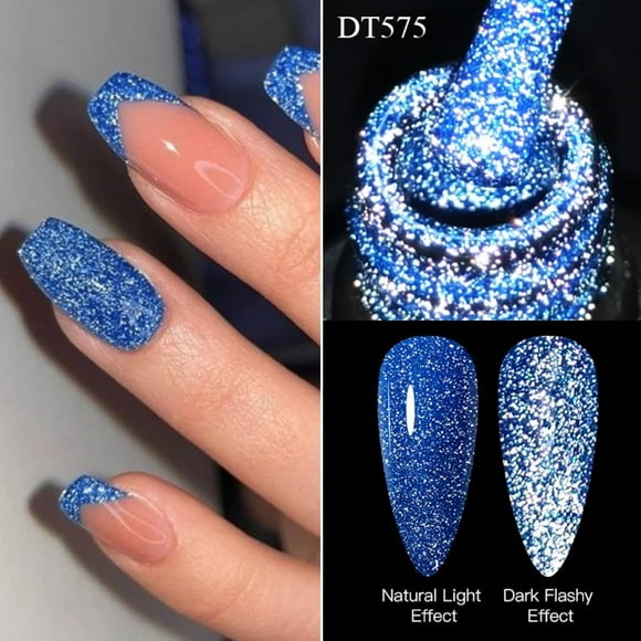 EIGTHTAIL7ml Pink Fluorescent Reflective Gel Nail Polish Glitter Neon Semi Permanent UV LED Gel Nail Art Varnish Manicure