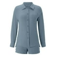thumbnail image 6 of Short Sets Women Two Piece Set Button Down Blouse and Shorts Women Summer Outfits Beach Sets for Women, 6 of 7
