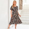 thumbnail image 3 of Hotian Women Black Plus Size V-Neck Dress, High Waist Floral Casual Midi Dress 3XL/US18 (one size smaller), 3 of 6
