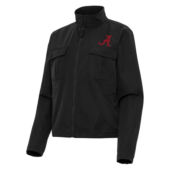 Women's Antigua  Black Alabama Crimson Tide Even Par Full-Zip Jacket