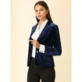 thumbnail image 4 of INSPIRE CHIC Women's Vintage Notched Lapel Button Front Office Velvet Blazer Jacket, 4 of 6