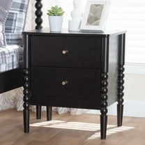 Baxton Studio Lucera Mid-Century Nightstand, 2-Drawer, Black