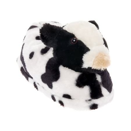 Silver Lilly Cow Plush Farm Animal House Slippers w/ Comfort Foam