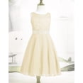 thumbnail image 4 of YONGHS Big Girls Flower Lace Chiffon Dress Formal Banquet Porm Pageant Wedding Party Ball Gown Beige 12, 4 of 7