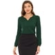 thumbnail image 1 of Blusa de trabajo elegante Allegra K con cuello en forma de corazón y manga larga para mujer Verde oscuro XL, 1 of 4