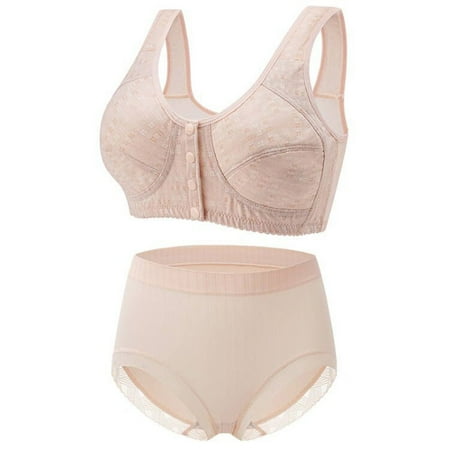 8QIDA Sexy Lingerie Set with Robe Women s Comfortable and Traceless Underwear Summer Thin Style Large Chest Small Shrinking Chest Folding Sagging Bra for Women b-Beige 42