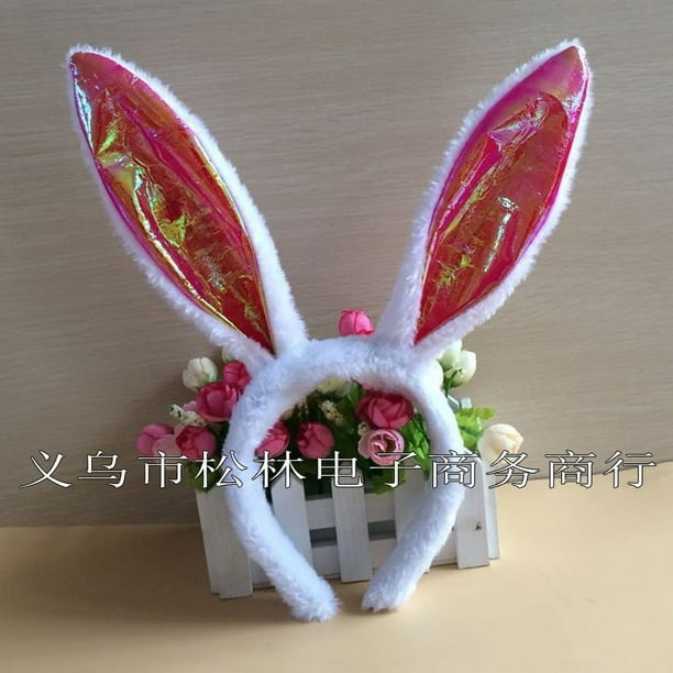 Diadema de conejo de peluche navideño para fiesta de Halloween, discoteca, con orejas de conejo de alambre, joyería para la cabeza