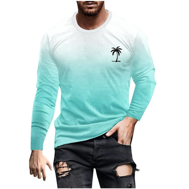 Blusas y camisas de manga larga y cuello redondo para hombre, camisetas casuales con estampado de moda y cuello redondo, blusas de licra de manga corta para hombre.