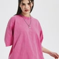 thumbnail image 3 of T-Shirt Rétro en Coton pour Hommes et Femmes Col Rond Été Manches Courtes Épaules Tombantes Hauts Décontractés Amples, 3 of 5