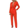 thumbnail image 1 of Yuyuzo Combinaisons pour Femmes Manches Longues Col en V Profond Combishort Mode avec Poches, 1 of 7