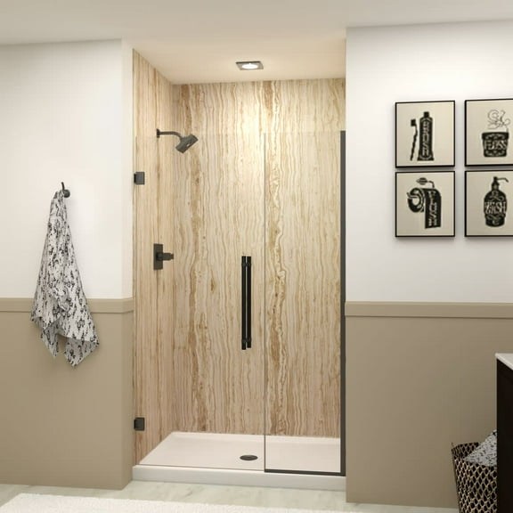 Transolid Ehtb475297610c-Bk Elizabeth 76" High X 47-1/2" Wide Hinged Semi Frameless Shower