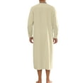 thumbnail image 3 of Lars Amadeus Nightgown for Men's Father's Day Gift Contrast Color Stand Collar Long Sleeves Button Closure Nightshirts, 3 of 4