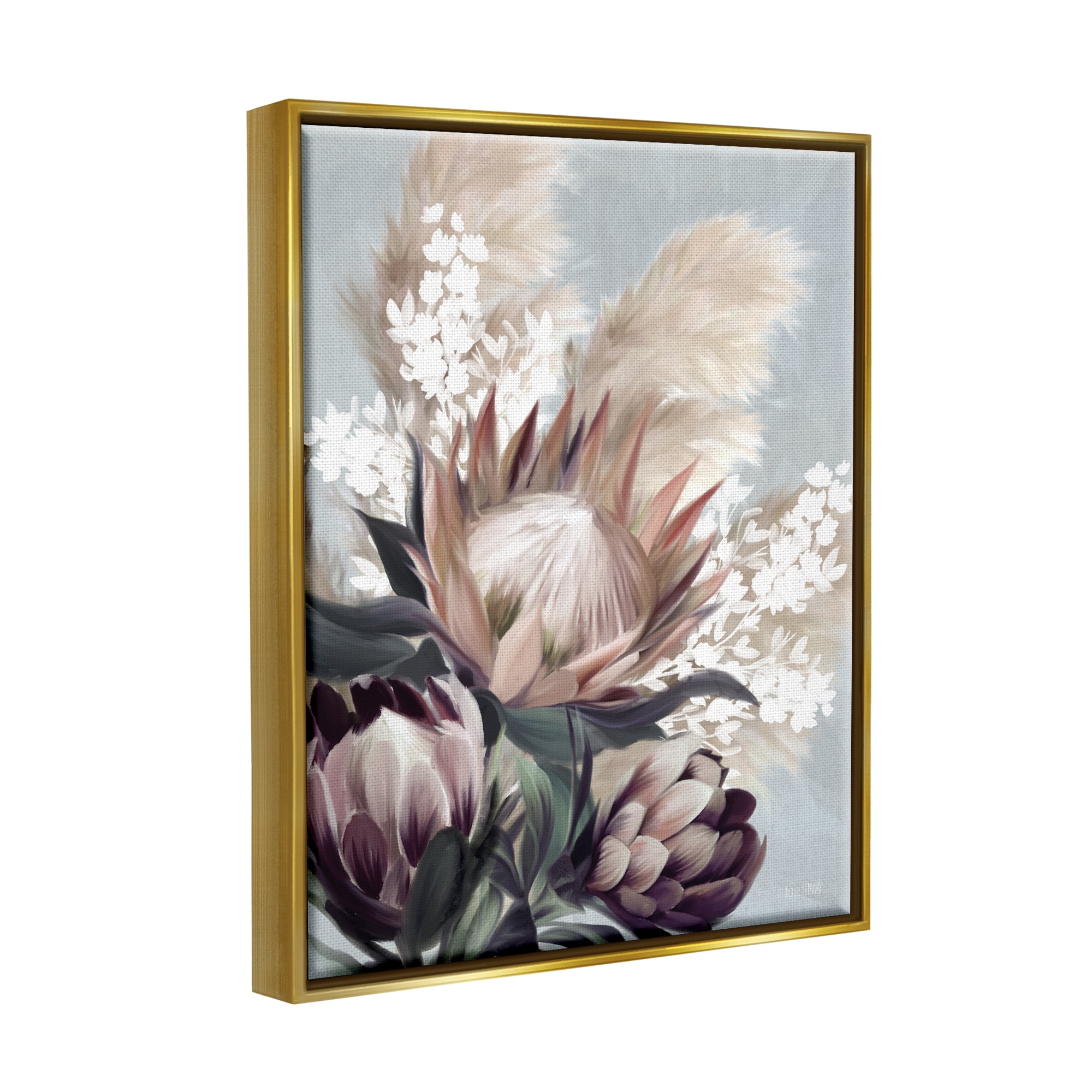 Stupell Industries Close Up Country Plants Botanical & Floral Painting Gold Floater Framed Canvas Art Print Wall Art, 25 x 31