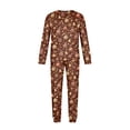 thumbnail image 5 of Wuceii Matching Family Christmas Pajamas Sets - Seasonal Brown Bells & Baubles Print Long Sleeve Tops+Pants Sleepwear, Christmas Eve Sleepover Outfits Matching Pajamas for Holiday for S Pjs, 5 of 6