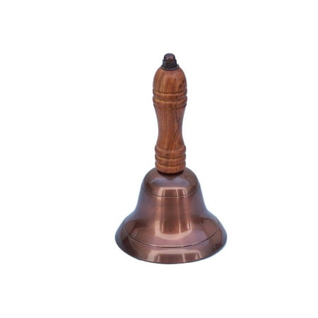 Door Handle Bell Antique Copper Hand Bell with Wood Handle 6