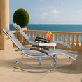 thumbnail image 5 of Patio Furniture Outdoor Sectional – 3-Piece Gray Lounge Set with 2 Adjustable Recliners (Swivel & Rocking) & Side Table – Weather-Resistant Mesh, Sturdy Steel Frame – for Pool, Terrace, Garden, 5 of 5