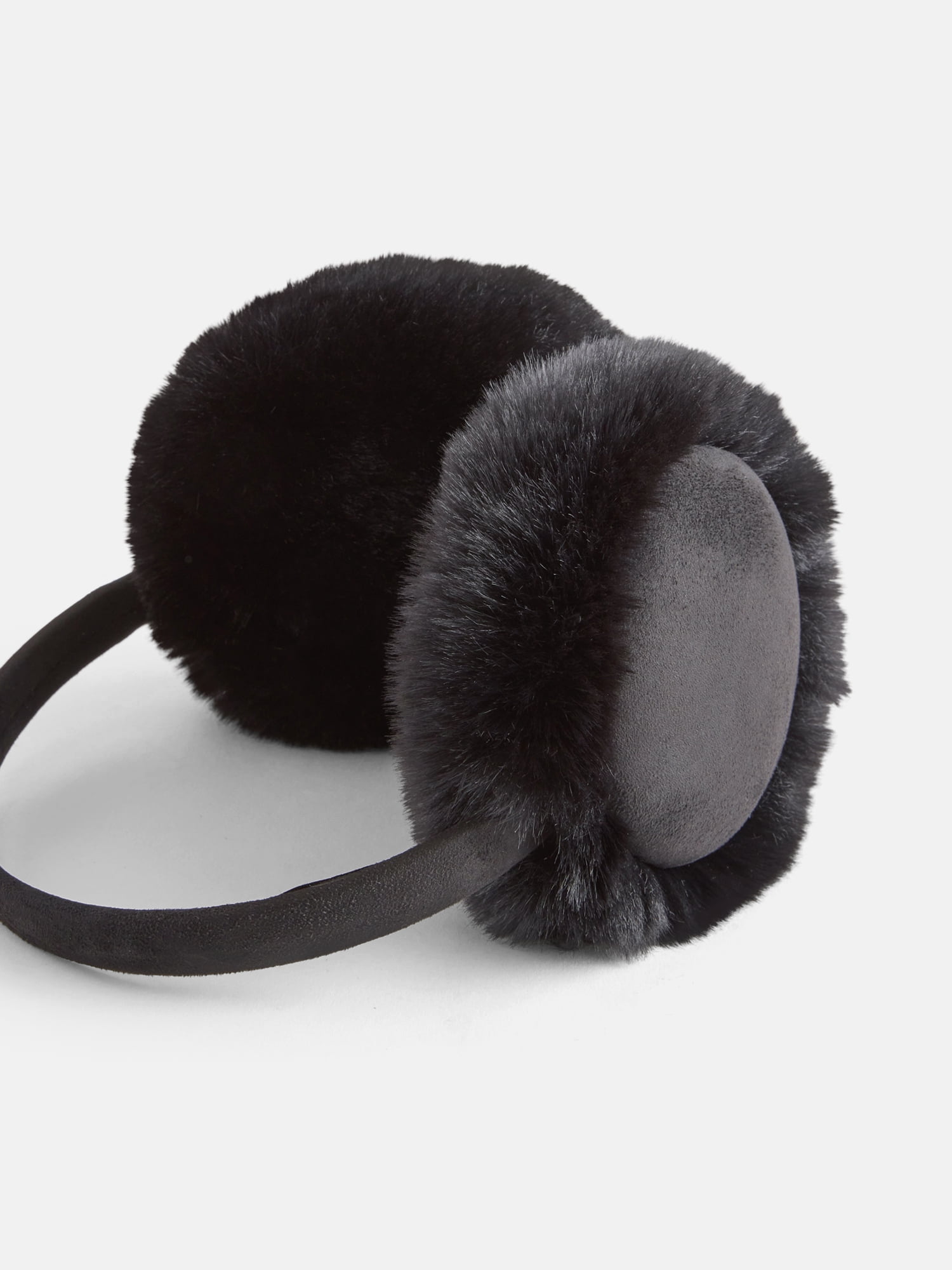 Justice Girls Velvet Sequin Bow Faux Fur Earmuff and Flip Top Glove Set, Black
