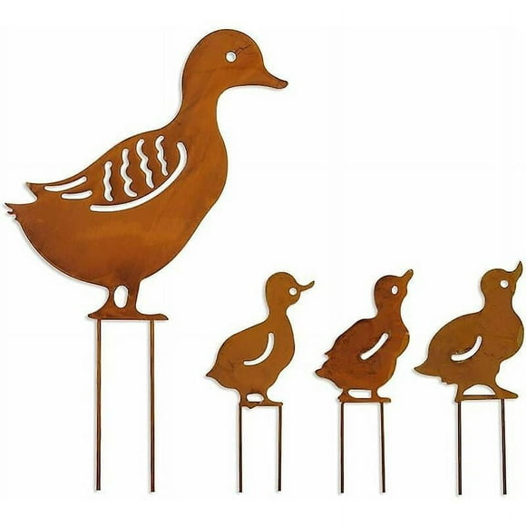 4pcs Animal Silhouette Garden Metal Stakes Metal Art Yard Decor (yellow) Csparkv-eu