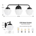 thumbnail image 2 of Bathroom Vanity Light Fixtures 3-Lights Gold Vanity Lights Over Mirror, E26 40W Modern Bathroom Lighting Fixture with Milky White Glass for Bath Restroom, 2 of 8
