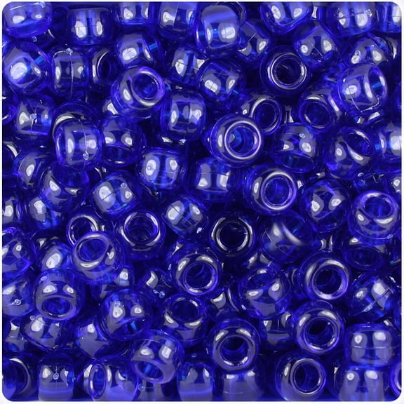 BeadTin Midnight Transparent 9mm Barrel Pony Beads (500pc)