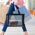 thumbnail image 3 of WHAMVOX 1 Pc Breathable Mesh Storage Bag Nylon Tote Bag Black For Travel And Gym Use, 3 of 8