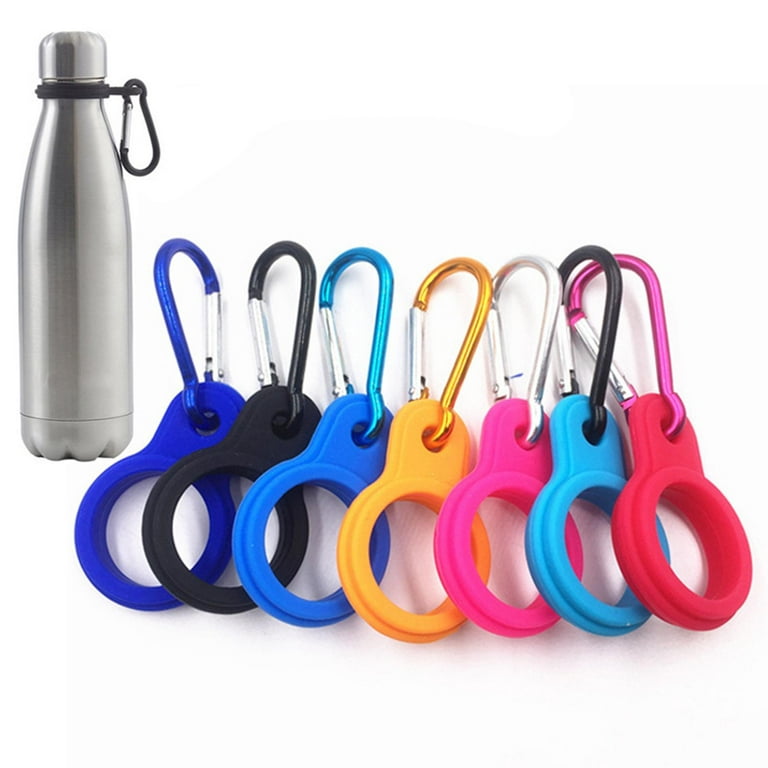 7 Pieces Silicone Water Bottle Clip Holder Carrier with Strap Outdoor Water  Bottle Strap Lanyard for Walking Backpack Portable Water Bottle Ring