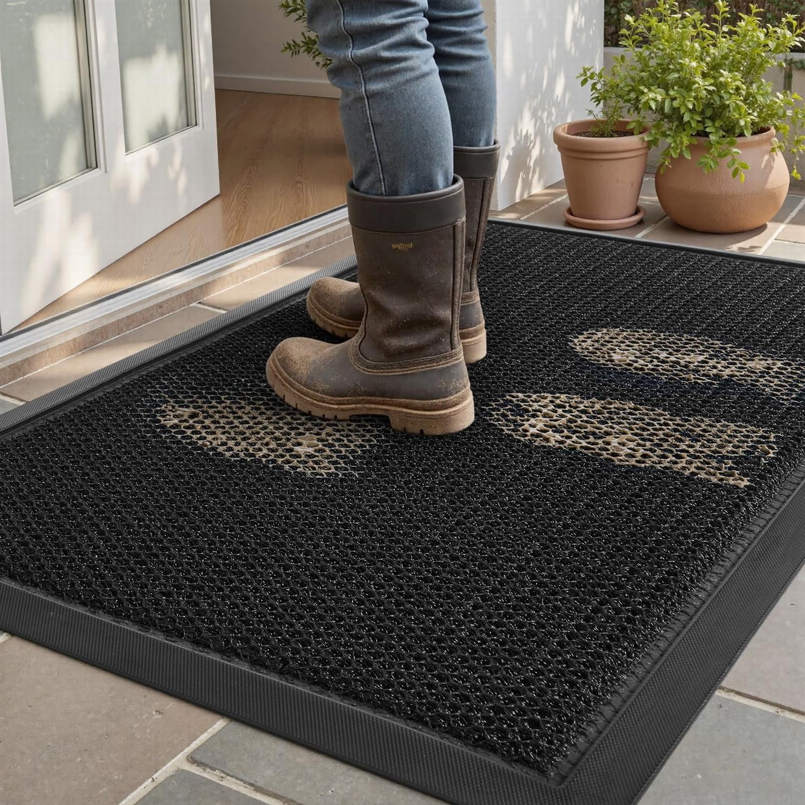 Front Door Mat Outdoor Rectangular Coir For Entrance Doormat Welcome Mat Non Slip Rubber Entry Mat For Outside Indoor 50x80cm Home