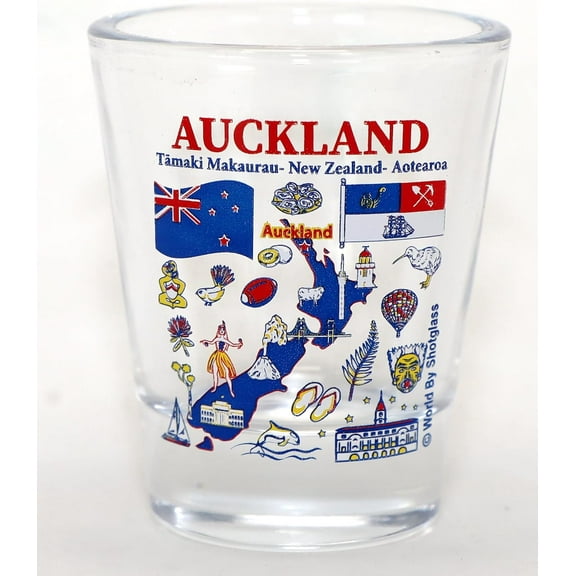 Auckland New Zealand Landmarks and Icons Collage Shot Glass