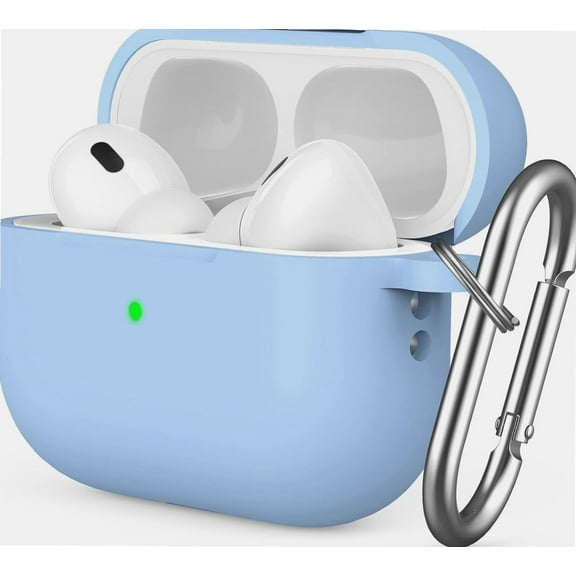 Airpods Pro 2 Case Silicone Protective Skin Case with Carabiner [Front LED Visible] [Wireless Charging] Compatible with Apple AirPods Pro 2nd Generation 2022