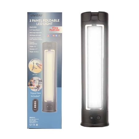 Vivitar 3 Panel Foldable LED Light Vlog Podcast Stream Essentials VIVTR3PL