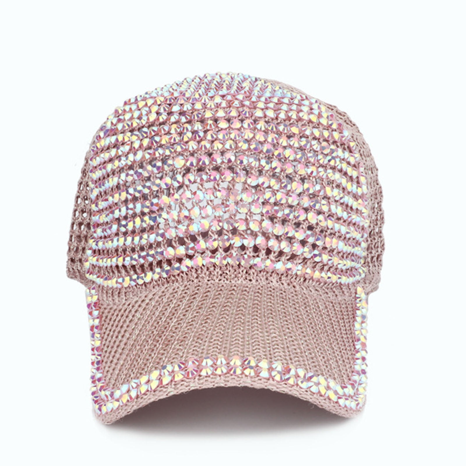 Handmade Pink Crystal Encrusted Logo Ponytail Baseball Cap Pink Sparkle Ponytail Trucker Hat with White Turtle  main image 2