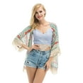 thumbnail image 3 of Femmes Floral en Vrac Pompons Châle Kimono Cardigan Veste Wrap Tops Couvrir, 3 of 5