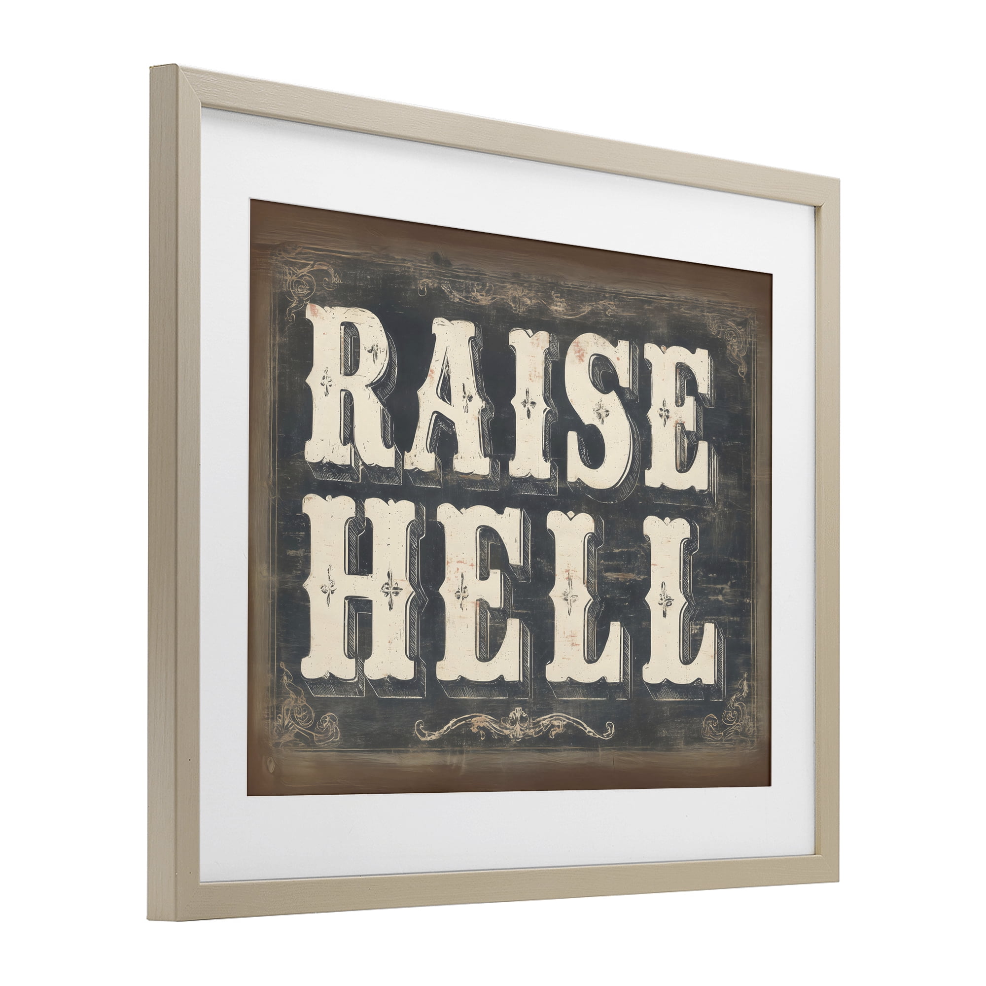 Stupell Industries Raise Hell Vintage Western Birch Framed Print Under Glass, design by Arlington Prints