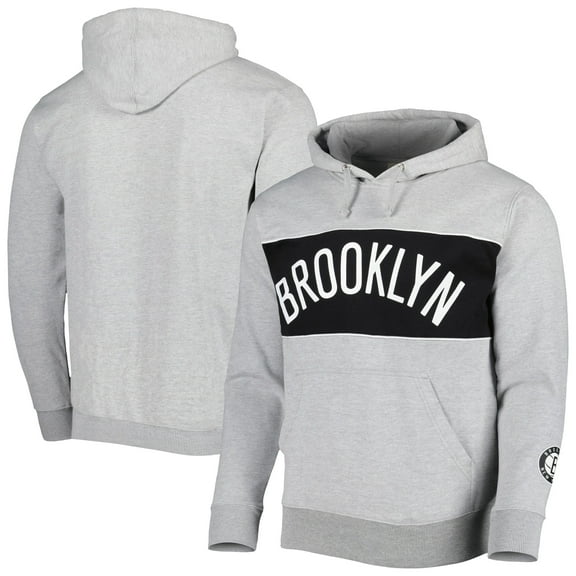 Men's Fanatics Heather Gray Brooklyn Nets Wordmark French Terry Pullover Hoodie