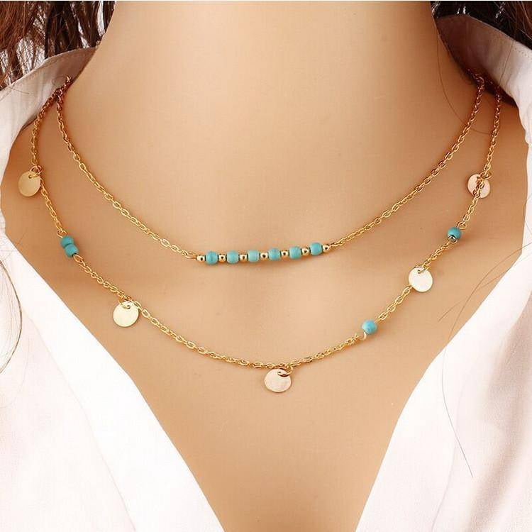 summer jewellery everyday necklace tiny turquoise beaded necklace layering necklace Delicate turquoise necklace tiny turquoise necklace