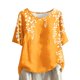 thumbnail image 1 of Tops de Lino para Mujeres Imprimir Suéter Cuello Redondo Manga Corta Superior Poliéster, Blusa de Moda Casual para la Primavera Y el Verano, 1 of 5