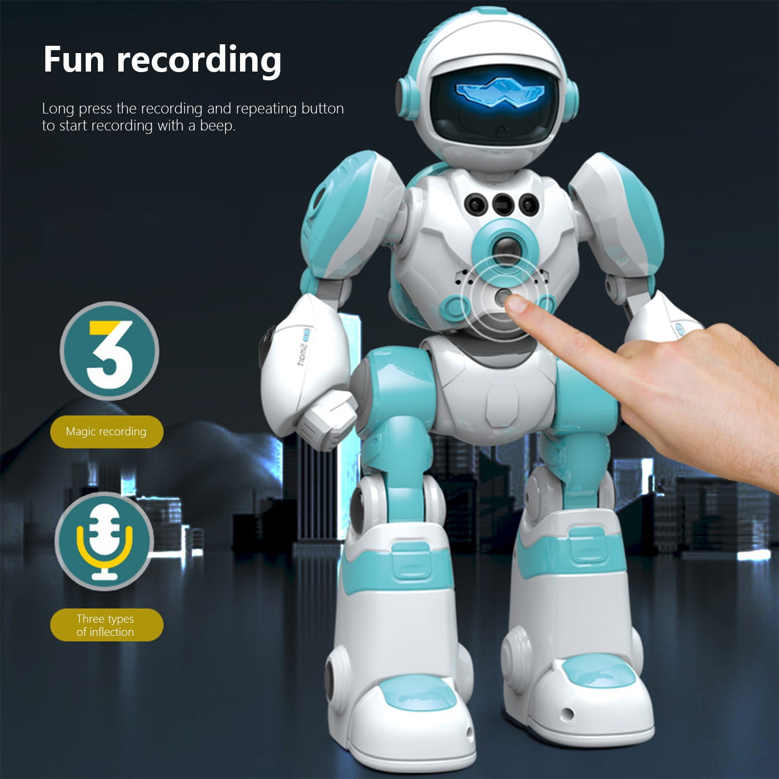 RC Gesture Sensing Robot Toy - Programmable Dancing Rereading Smart Robot, Remote Control Toy for 3-12 Year Olds, Xmas Birthday Gift (Blue)