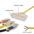 thumbnail image 4 of Royal Designs, Inc. Heavy Duty Extension Cord with Indicator light for Indoor & Outdoor, 25 ft long, Yellow, 3 Outlet Prong Grounded Wire UL Listed, 4 of 5