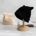 thumbnail image 5 of CoCopeanut Kupluk Telinga Kucing Topi Rajut Hangat Musim Dingin Kupluk Rajut Wol Lembut untuk Wanita Anak Perempuan Cosplay Setan Kecil Topi Halloween, 5 of 6