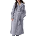 thumbnail image 2 of Bovxnpu Robes for Women, Women's Fleece Hooded Bathrobe Long Spa Robe Winter Nightgown Cardigan Home Clothes, 2 of 4